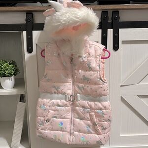 Little Lass unicorn puffer vest with hoodie unicorn 🦄